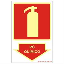Placa de PVC Fotoluminescente Auto-Adesiva 20x30 Extintor de Pó Quimico - 250 BR - SINALIZE