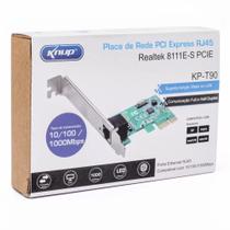 Placa de Rede PCI-express Conexão RJ45 10/100/1000 Mbps para PC Knup - KP-T90B