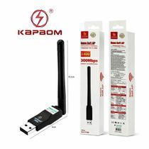Placa de Rede Wireless USB Kapbom 300Mbps 2.4GHz 802.11n com Antena Adaptador Wi-Fi USB Anatel para PC e Notebook