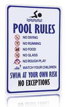 Placa de regras de piscina CrazySign Vintage Tin 20x30cm para área de piscina