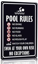 Placa de regras de piscina CrazySign Vintage Tin 20x30cm para área de piscina