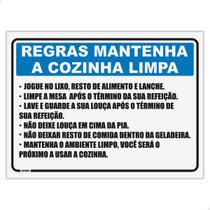 Placa De Regras Para Cozinha Mantenha O Ambiente Limpo 25x18
