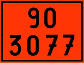 Placa de Risco Numerologia ONU 90 3077 Para o Transporte e Armazenamento de Materiais Plastcor 30 x 40cm