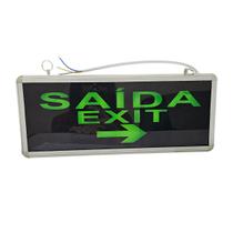 Placa de Saida Dupla Face Exit Sinalizaçao LED Bateria Emergencia