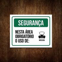 Placa De Segurança - Nesta Área Obrigatório Máscara (36x46)