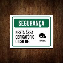 Placa De Segurança - Nesta Área Uso Obrigatório De Capacete