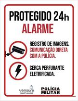 Placa De Segurança - Protegido 24H Alarme Polícia (27X35) Placa De Segurança - Protegido 24H Alarme Polícia (27X35)