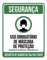 Placa De Segurança - Uso Obrigatório De Máscara 18X23