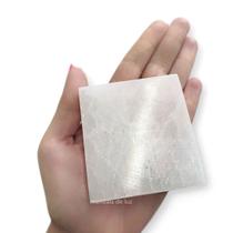 Placa de Selenita Natural Quadrada Polida Limpeza Cristal Natural 7cm