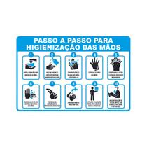Placa de Sinalização 10 Passos para Higienização Ao Lavar as Mãos