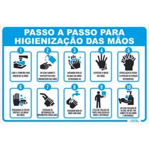 Placa de Sinalização 10 Passos para Higienização Ao Lavar as Mãos