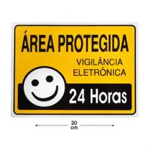 Placa de Sinalização 15x20 área Protegida 24 Horas