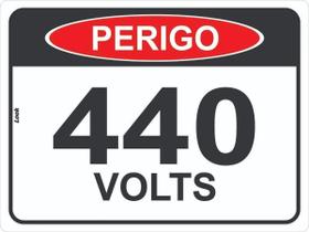 Placa de Sinalização 440v - Perigo: Energia Elétrica 440 Volts Alta Tensão e Aviso de Força