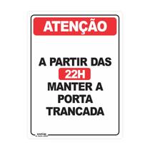Placa de Sinalização A Partir das 22H Manter a Porta Trancada