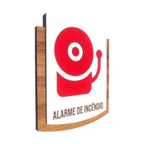 Placa de Sinalização - Alarme de Incêndio - MDF 15x13cm