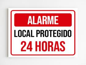 Placa de sinalização alarme local protegido 24 horas mdf A4