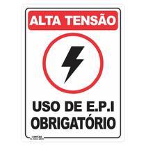 Placa de Sinalização Alta Tensão Uso de E.P.I Obrigatório