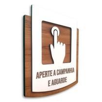 Placa De Sinalização Aperte a campainha - MDF 15x13cm