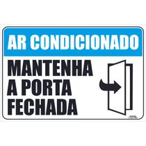 Placa de Sinalização Ar Condicionado Mantenha a Porta Fechada Placa de Sinalização Ar Condicionado Mantenha a Porta Fechada