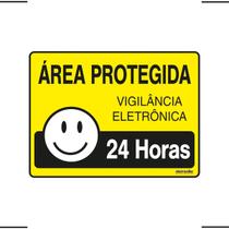 Placa De Sinalização Área Protegida Vigilância Eletrônica 24 Horas 20x15 Ekomunike - S-224 F9e