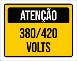 Placa De Sinalização - Atenção 380 420 Volts 18X23