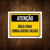 Placa De Sinalização - Atenção Área Embalagens Vazias 27x35