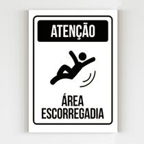 Placa de sinalização atenção área escorregadia mdf 20x29 A4