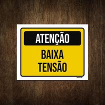 Placa De Sinalização - Atenção Aviso Baixa Tensão 18X23