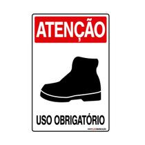 Placa De Sinalização Atenção Bota Uso Obrigatório 20x30 Qi Comunicação - S-204 Q1a