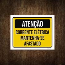 Placa De Sinalização - Atenção Corrente Elétrica 27X35