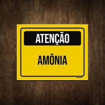 Placa De Sinalização - Atenção Cuidado Amônia 18X23