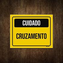 Placa De Sinalização - Atenção Cuidado Cruzamento 27X35