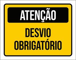 Placa De Sinalização - Atenção Desvio Obrigatório 36X46