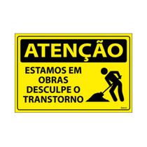 Placa De Sinalização Atenção Estamos Em Obras Desculpe O Transtorno 30x20 Ecom IA - SA112 F9e