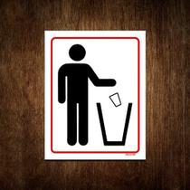 Placa De Sinalização - Atenção Lixo Para Copo 18x23