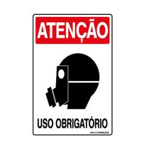 Placa De Sinalização Atenção Máscara Uso Obrigatório 20x30 Qi Comunicação - S-201 Q1a