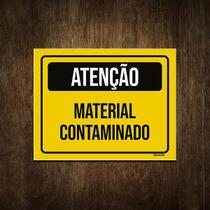 Placa De Sinalização - Atenção Material Contaminado 36X46