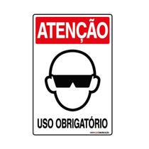Placa De Sinalização Atenção Óculos Uso Obrigatório 20x30 Qi Comunicação - S-202 Q1a