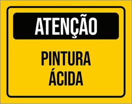 Placa De Sinalização - Atenção Pintura Ácida 36X46