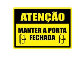 Placa de Sinalização Atenção Porta Fechada 14x20cm Mdf Adesivado