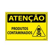 Placa De Sinalização Atenção Produtos Contaminados 30x20 Ecom IA - SA95 F9e