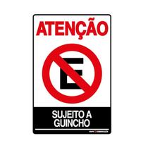 Placa De Sinalização Atenção Proibido Estacionar Sujeito A Guincho 20x30 Qi Comunicação - P-4/2 Q1A
