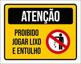 Placa De Sinalização - Atenção Proibido Jogar Lixo 27X35