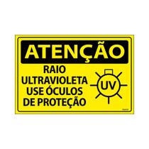 Placa De Sinalização Atenção Raio Ultravioleta Use Óculos De Proteção 30x20 Ecom IA - SA28 F9e