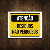 Placa De Sinalização - Atenção Resíduos Não Perigosos 18X23 - Sinalizo