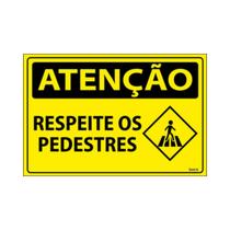 Placa De Sinalização Atenção Respeite Os Pedestres 30x20 Ecom IA - SA50 F9e Placa De Sinalização Atenção Respeite Os Pedestres 30x20 Ecom IA - SA50 F9e