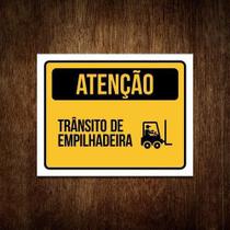 Placa De Sinalização - Atenção Transito Empilhadeira 36X46