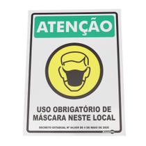 Placa de Sinalização ATENÇÃO USO OBRIGATÓRIO DE MÁSCARA NESTE LOCAL Ref PS265 ENCARTALE Placa de Sinalização ATENÇÃO USO OBRIGATÓRIO DE MÁSCARA NESTE LOCAL Ref PS265 ENCARTALE