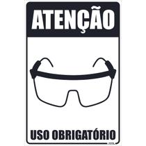 Placa de Sinalização Atenção Uso Obrigatório Óculos
