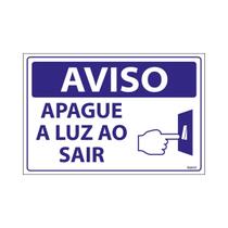 Placa De Sinalização Aviso Apague A Luz Ao Sair 30x20 Ecom IA - SV8 F9e